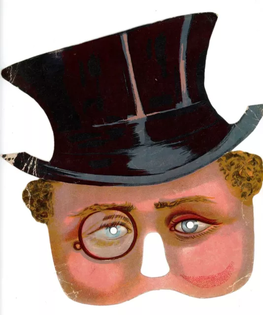 Antique Victorian Die Cut embossed fancy dress gentleman top hat 1880s #53 rare