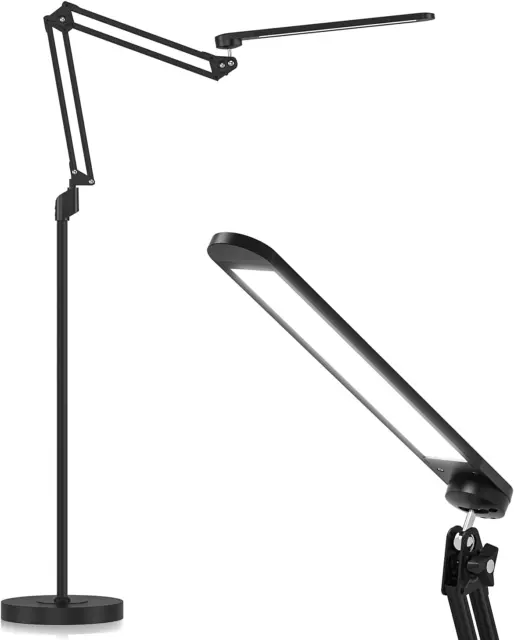 LED Floor Lamp, 12W Swing Arm Lamp with 5 Color Temperatures,Stepless Dimmer, St
