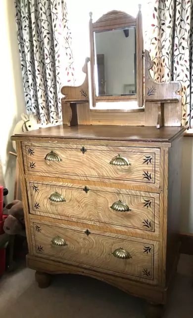 Antique Painted Dressing Table Chest of Drawers. Rare & Beautiful.