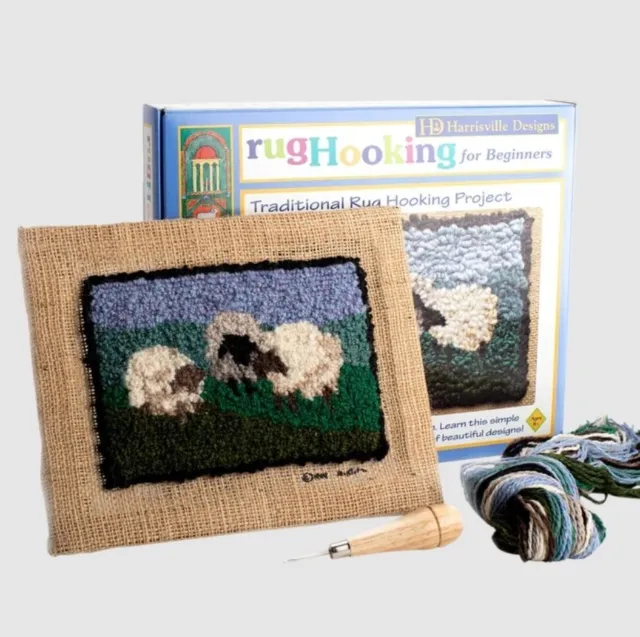 Kit de enganche de alfombra tradicional para principiantes árbol ovejas artesanía #565 nuevo