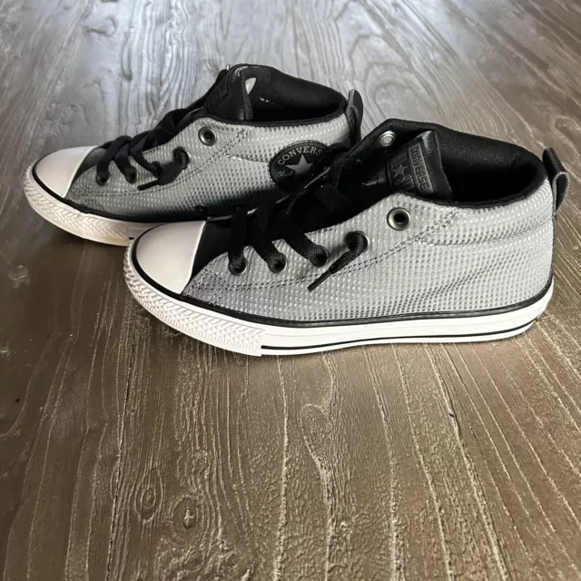 Converse Boy Shoes Gray Black Mid Sneaker Kids All Star Chuck Taylor Size 3