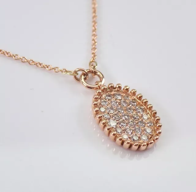 14K Rose Gold Plated 2Ct Round CutMoissanite Cluster Necklace 17" Necklace Chain