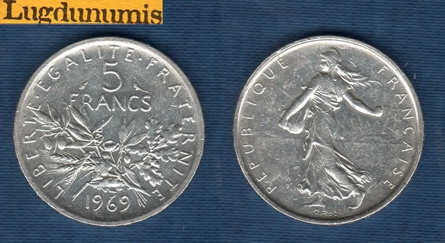 5 Francs Semeuse 1969 SUP Argent - V République 1959 -