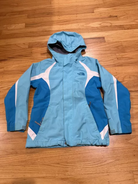 The North Face Jacket Girls Small Blue Hyvent Hooded Full Zip Rain Hoodie TNF