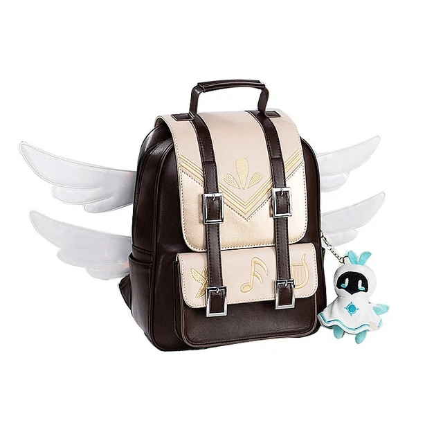 Genshin Impact Barbatos PU Leather Backpack Holiday Leisure Bag With Keychain