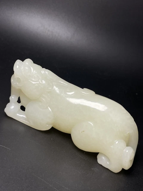 Chinese Exquisite Handmade Brave Troops carving Hetian Jade Statue