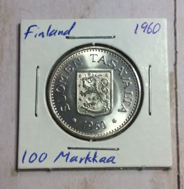 1960 Finland 100 Markkaa Silver Coin