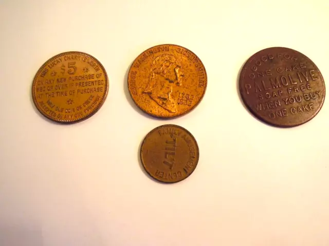 Tokens Coins Palmolive Washington Lucky Charm Family Amusement