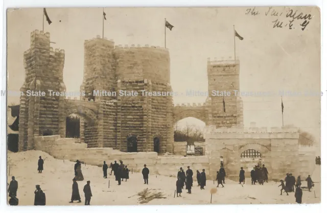 1909 Ice Palace castle, Montreal, Quebec, Canada; history photo postcard RPPC