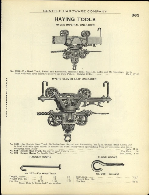 C. 1914 PAPER AD 6 PG Myers Imperial Clover Hay Trolley Tool Unloader Litter