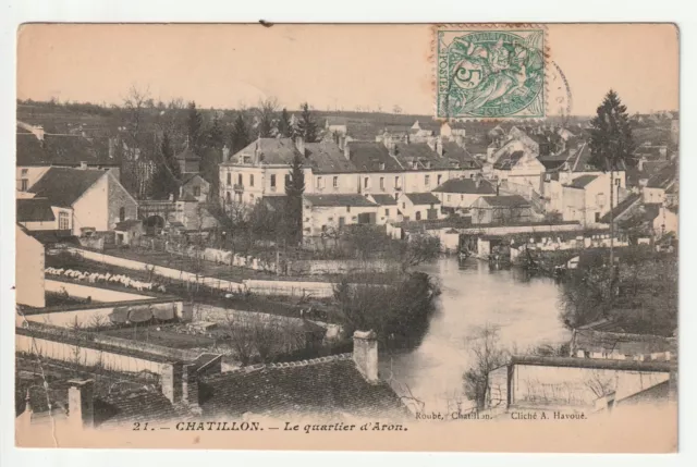 CHATILLON EN BAZOIS - Nievre - CPA 58 - le Quartier d' Aron - Petit pli en bas G
