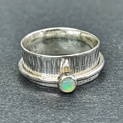 Opal Ring 925 Sterling Silver Spinner Ring Wide Ring Fidget Ring All Size AM-42