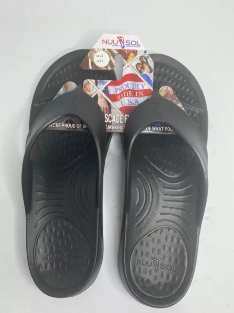 NUUSOL CASCADE Flip Flops Made in America Eclipse Black UNISEX M11 W12 US