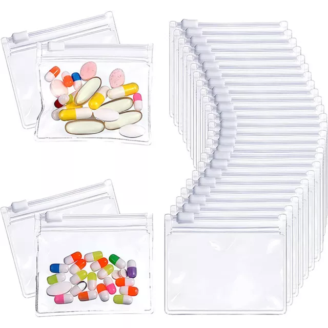 5PCS Pill Pouch Bags Zippered Pill Pouch Reusable Pill Bags Clear EVA Pill Bag