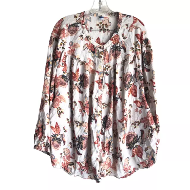 Old Navy Women's Bohemian Peasant Blouse Plus 4X Floral 3/4 Sleeve