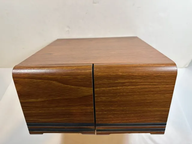 Vintage 40 CD 2 Drawer Storage Cabinet Faux Wood Grain Holder Case Box