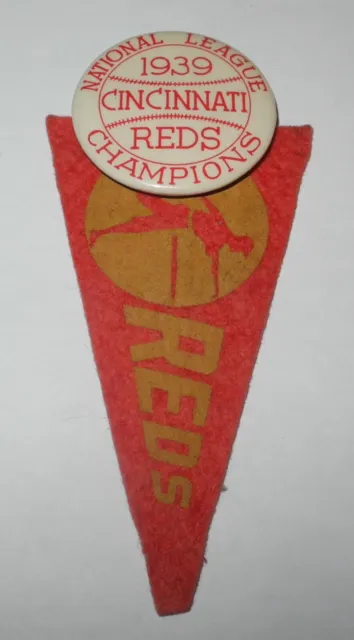 1939 Baseball Cincinnati Reds World Series NL Champions Pin Coin Pinback Pennant