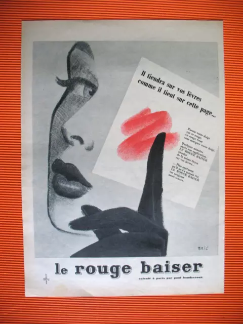 Red Kiss Red Lip Red Illustration Eric Ad 1958 Press Advertisement