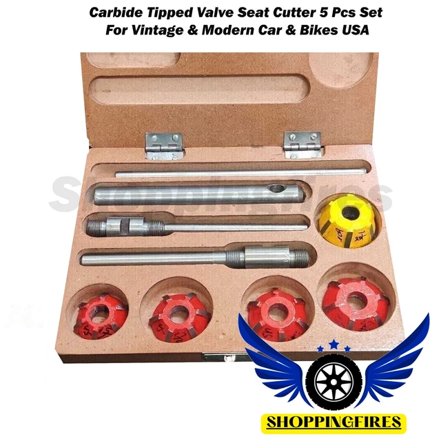 Carbide Tipped Valve Seat Cutter Set - 5 Piece Kit for Vintage & Modern Cars
