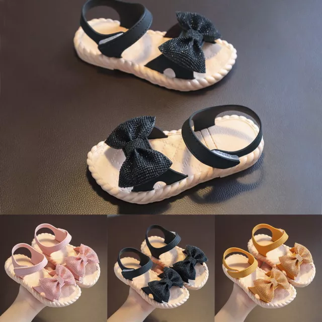 Girls Flower Flat Sandals Summer Toddler Baby Kids Holiday Princess Shoes Size