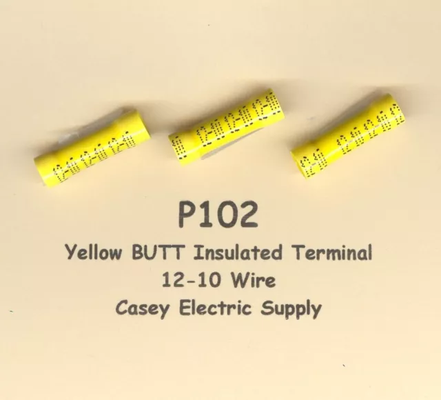 50 Yellow Insulated BUTT Terminal Connector Splice #12-10 Wire Gauge USA MOLEX