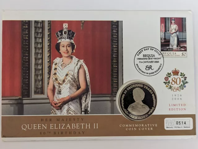 Gibraltar 2006 Queen Elizabeth II 80th Birthday 1 One Crown Coin Stamp Cover