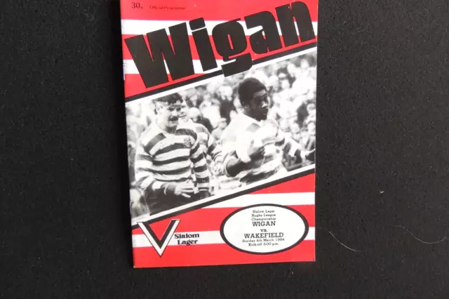 Rugby League Wigan v Wakefield Trinity 4th March 1984 Official Programme