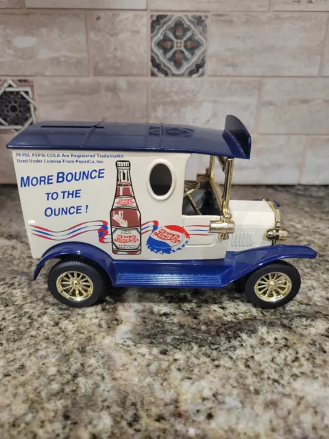 Golden Wheels Pepsi Cola Model Automobile Metal Coin Bank, Very Nice