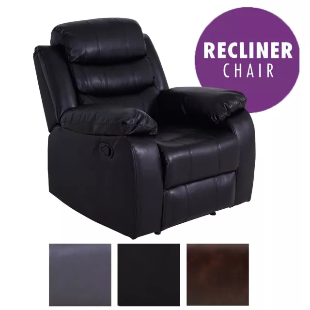 BRAND NEW Modern Roma Leather Chair Occasional Manual Recliner Armchair