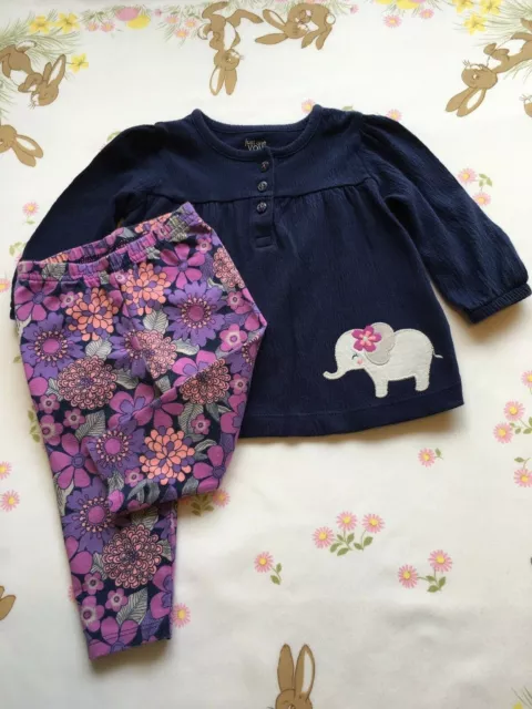 Carters Just One You Girls Baby Infant Navy Purple Elephant 2 Piece Outfit 6 MO