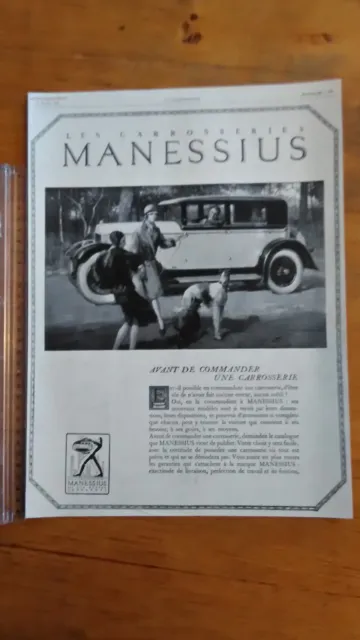 PUBLICITE ANCIENNE - PUB ADVERT 1928 Carosserie Manessius dos divers