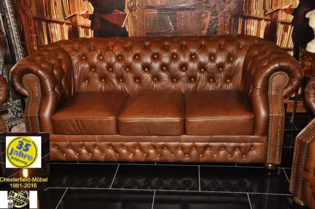 Chesterfield Exklusive Rochester   ® original 3Sitz Sofa  S-Aniline