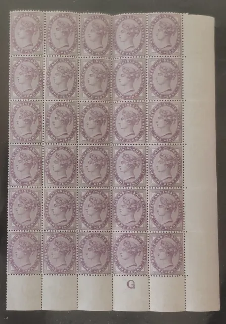 GB. QV. 1881, 1d Lilac die 2. Superb control "G" corner block of 30. MUH SG 172.