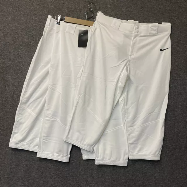 3 PACK Nike Vapor Womens Softball Baseball 3/4 Crop Pants L White AV6636-100 NWT