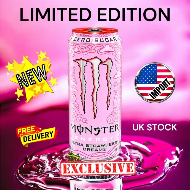 MONSTER ENERGY DRINK Ultra Strawberry Dreams USA New Release 12 Oz Can ...