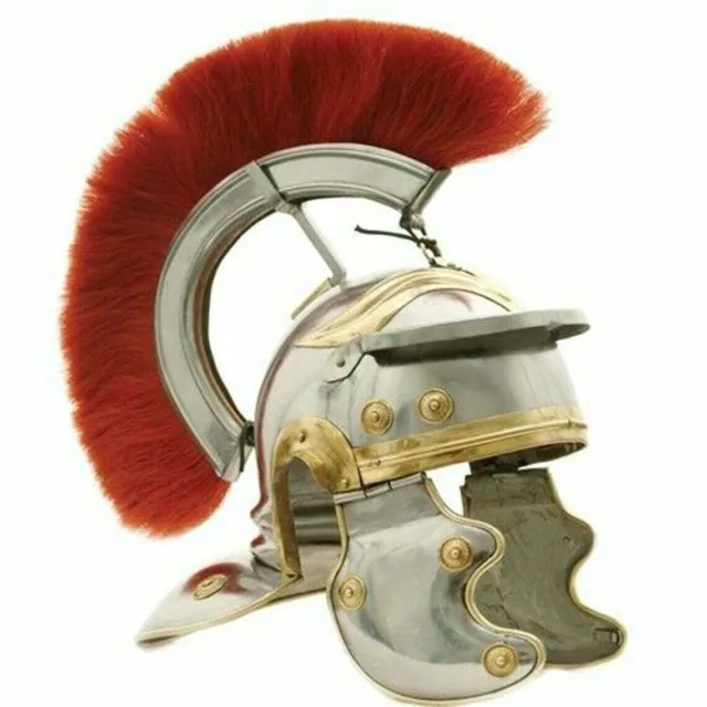 Roman Centurion Helmet With Red Plume Medieval Knight Crusader Armor with Free,,