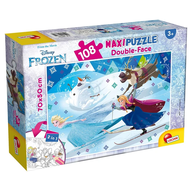 PUZZLE MAXI DOUBLE-FACE Disney Frozen Elsa et Anna 108 Pièces Retro ...