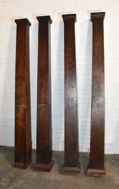 Four Antique Interior Square Dark Stained Birch Square Columns 7'