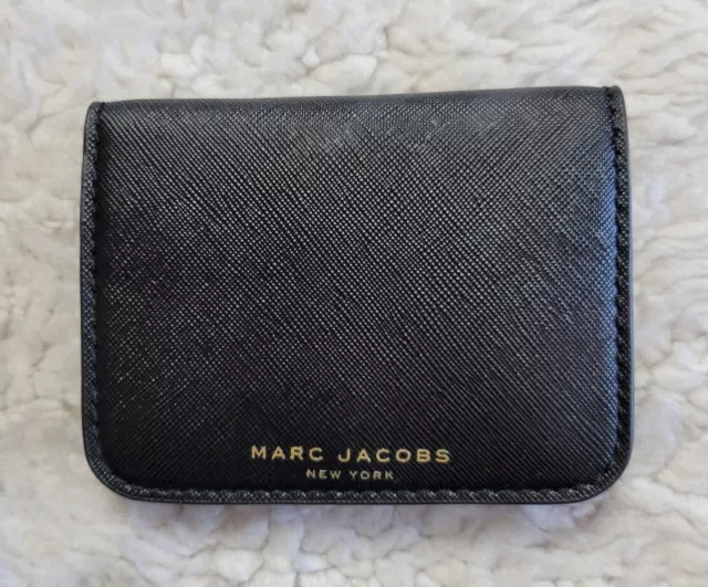 Marc Jacobs  Card Holder Black  Saffiano Leather Gold Tone