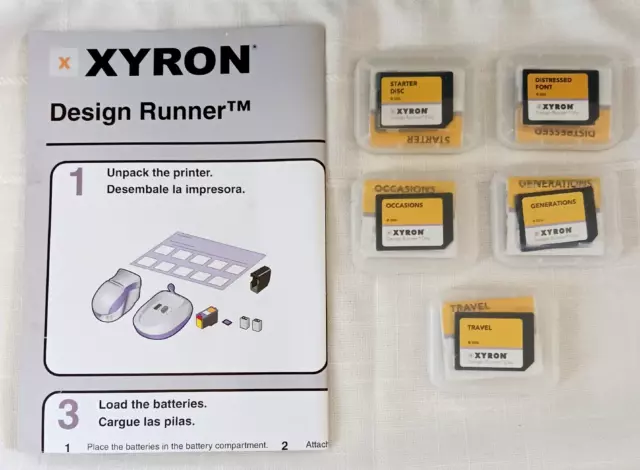 Xyron Design Runner 5 DISCS Starter Travel Occasion Generations  Font + Fold Out