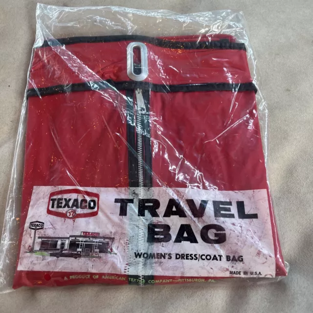 Vintage NOS Texaco Red Canvas Travel Bag for Women’s Dress/Coat Gas Oil Station