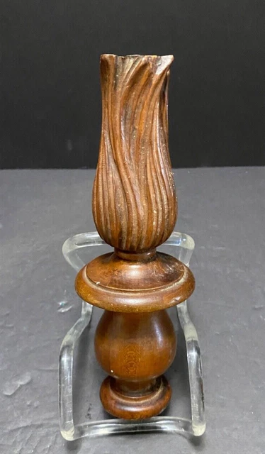 8.5" Flame Twist FINIAL Wood TOPPER Architectural Salvage Bed Highboy Arch CLOCK