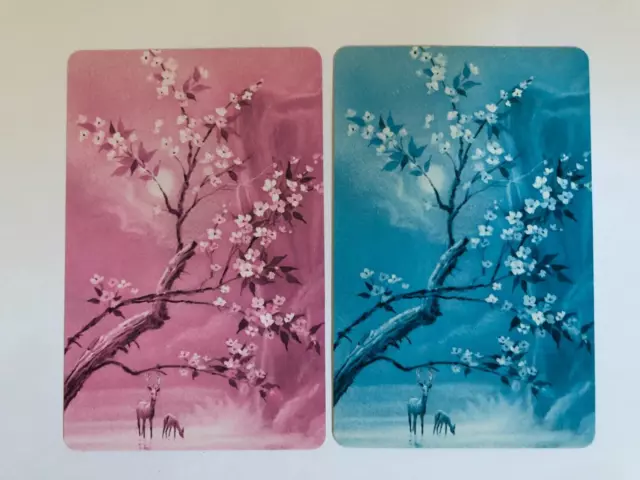 Forest Antelope Buck Moose Deer Cherry Blossom Flowers Retro Swap Playing Cards