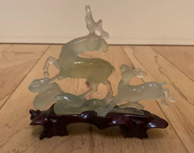 Antique/Vintage Asian Chinese Carved Stone/Jade? Buck Deer Figurine Statue
