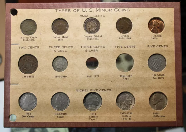 Type Set Collection of 13 Coins, Flying Eagle Cent to Jefferson Nickel !!