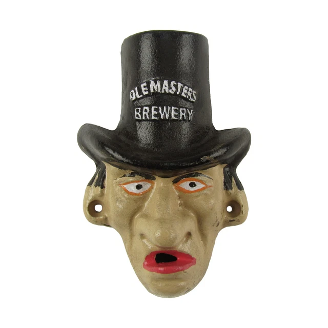 Cast Iron Warlock Face Wall Mount Beer Cap Soda/Pop Top Bottle Opener Pub Decor