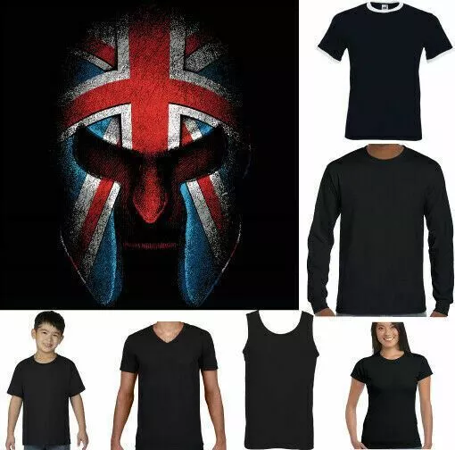 Spartan Casco T-Shirt Palestra Union Jack Bandiera Top st Georges Giorno Da Mma