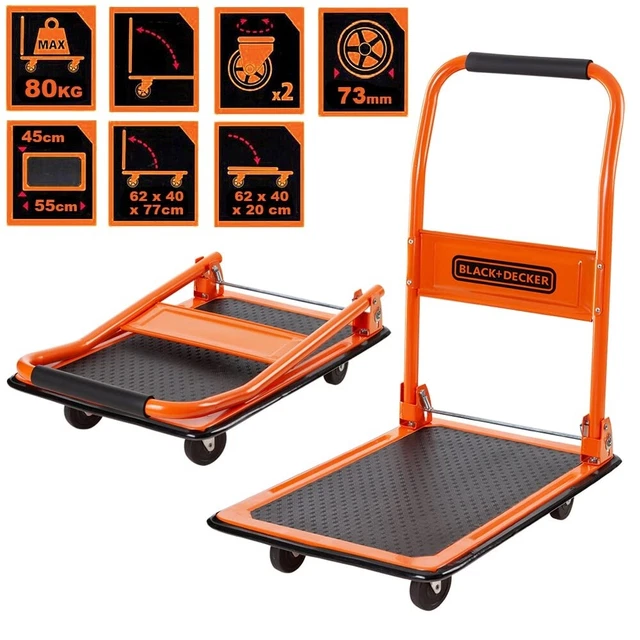 NERO+DECKER carrello pieghevole carrello a mano carrello 80 kg
