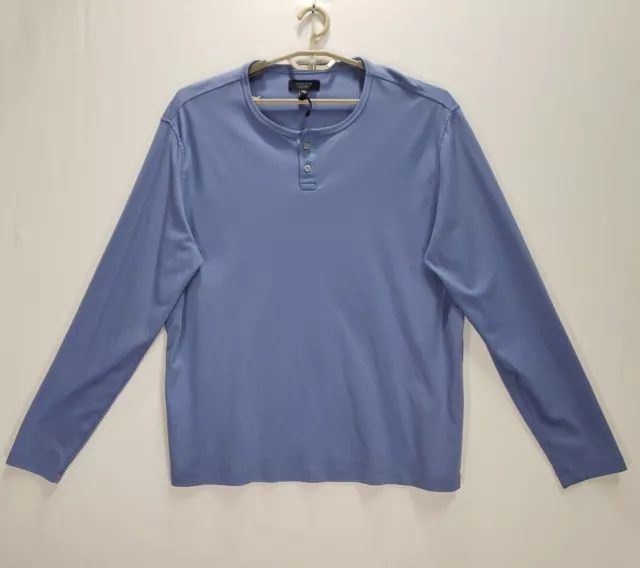 Henley T Shirt Blue Nordstrom Mens Shop XXL 2XL Long Sleeve Cotton Poly XT2 NEW