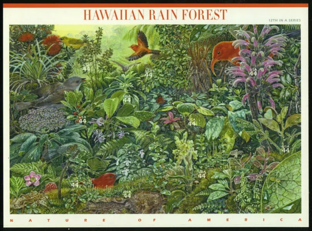 Hawaiian Rain Forest Nature Series Sheet of Ten 44 Cent Stamps Scott 4474